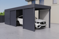 Einzelcarport + Abstellraum auf der Rückseite - PIR - 4x Wellblech Wand