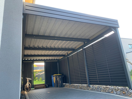 Einzelcarport - 4x Jalousie Wand