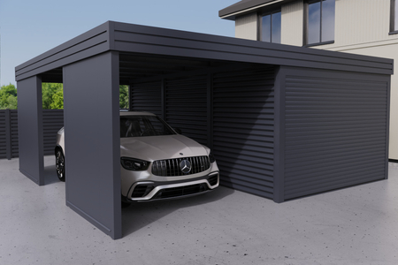 Wellblech - Carport mit Garage - 2x PIR-Wand