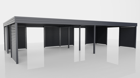 Reihen-Carport - 8x Jalousie Wand