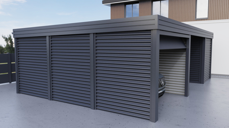 Carport mit Abstellraum und integrierter Garage - Wellblech