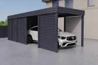 Einzelcarport + Abstellraum auf der Rückseite - Wellblech - 4x Wellblech Wand