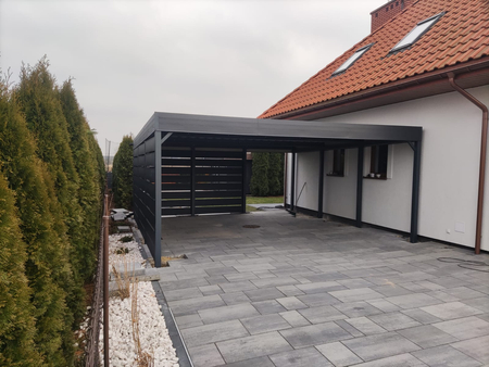 Doppelcarport - 4x Modern+ Wand