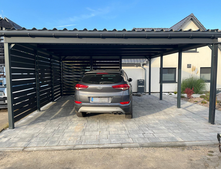 Doppelcarport - 4x Modern+ Wand