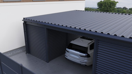 Carport mit Abstellraum und integrierter Garage - Wellblech