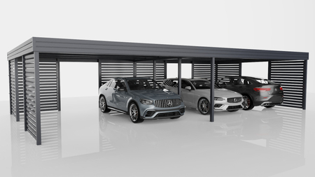 Reihen-Carport- 8x Palisade Wand