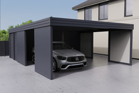 Doppelcarport + Abstellraum auf der Rückseite - Wellblech - 4x PIR Wand