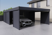 Doppelcarport + Abstellraum auf der Rückseite - Wellblech - 4x Jalousie Premium Wand