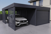 Carport mit Garage aus Wellblech - 2x Palisade+ Wand
