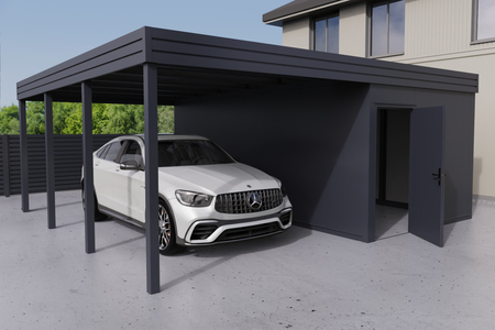 Carport+ Abstellraum an der Seite - PIR - ohne Wände