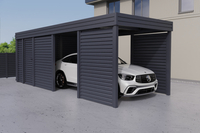Einzelcarport + Abstellraum auf der Rückseite - Wellblech- 4x Jalousie Premium Wand