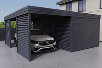 Carport mit Garage aus Wellblech - 2x Jalousie Wand