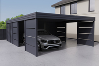 Doppelcarport + Abstellraum auf der Rückseite - Wellblech - 4x Modularwand