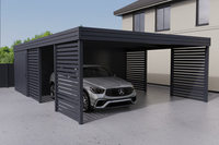 Doppelcarport + Abstellraum auf der Rückseite - PIR - 4x Palisade Wand