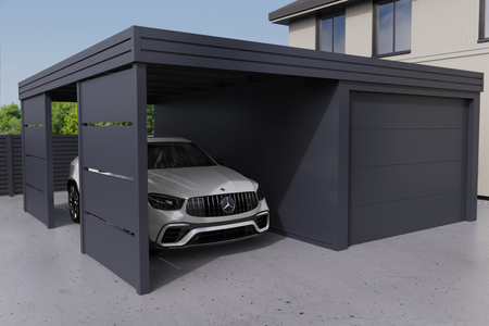 Carport mit PIR-Garage - 2x Modularwand