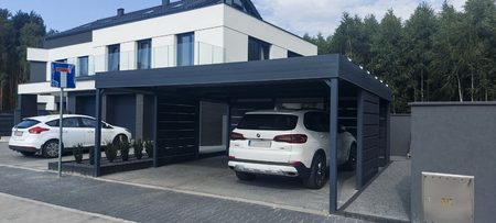 Doppelcarport - 4x Modern+ Wand