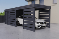 Einzelcarport + Abstellraum auf der Rückseite - Wellblech - 4x Modularwand