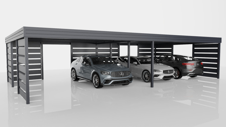 Reihen-Carport - 8x Modern+ Wand