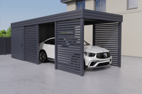 Einzelcarport + Abstellraum auf der Rückseite - PIR - 4x Palisade+ Wand
