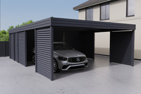 Doppelcarport + Abstellraum auf der Rückseite - Wellblech - 4x Jalousie Wand