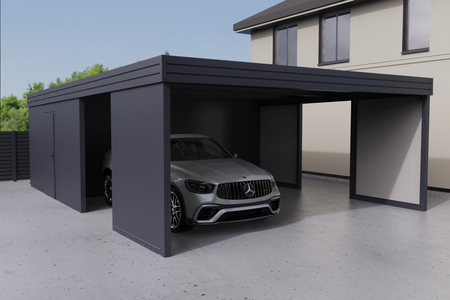 Doppelcarport + Abstellraum auf der Rückseite PIR - 4x PIR Wand