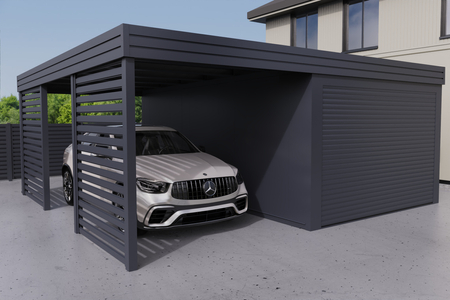 Carport mit PIR-Garage - 2x Palisade Wand