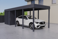 Einzelcarport + Abstellraum auf der Rückseite - Wellblech - ohne Wände