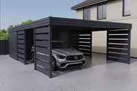 Doppelcarport + Abstellraum auf der Rückseite PIR - 4x Modern+ Wand