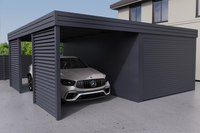 Carport mit integrierter Garage aus PIR-Platte - 2x Jalousie Wand