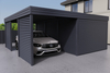 Carport mit Garage aus Wellblech - 2x Jalousie Wand