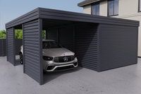 Carport mit Garage aus Wellblech - 2x Jalousie Premium Wand