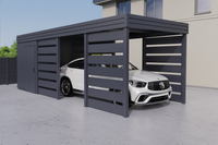 Einzelcarport + Abstellraum auf der Rückseite PIR - 4x Modern+ Wand