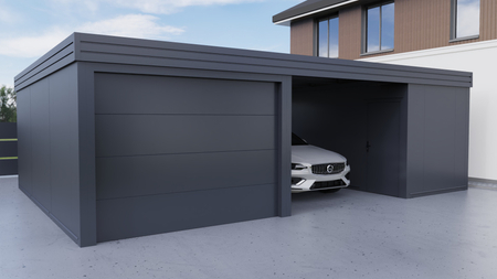 Carport mit Abstellraum und integrierter Garage - PIR Platte