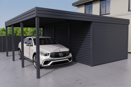 Carport mit Garage aus Wellblech - ohne Seitenwände