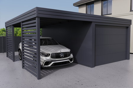 Carport mit PIR-Garage - 2x Palisade Wand