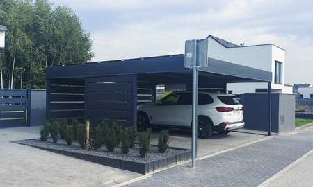 Doppelcarport - 4x Modern+ Wand