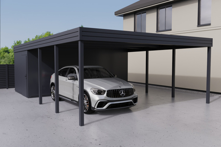 Doppelcarport + Abstellraum auf der Rückseite - PIR - ohne Wände