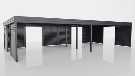 Reihen-Carport - 8x Jalousie Premium Wand
