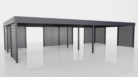 Reihen-Carport - 8x Palisade+ Wand