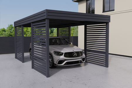 Carport für ein Auto - 4x Palisade Plus Wand