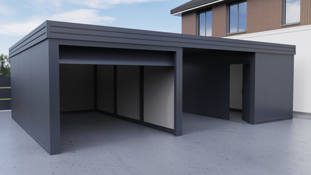 Carport mit Abstellraum und integrierter Garage - PIR Platte